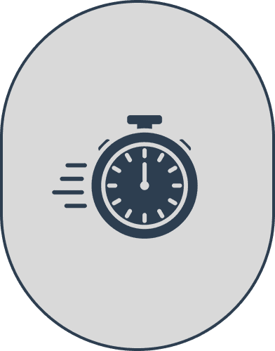 Stopwatch icon with motion lines.
